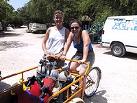 Marike and Trish and tricycle
